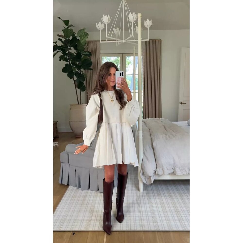 FREE PEOPLE Eleanor Sweatshirt Dress in Grey Combo Size X-Small